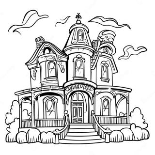 Page à colorier manoir hanté | Page de coloriage Manoir