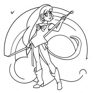 Page à colorier Sailor Pluto dans une pose élégante | Page de coloriage Sailor Pluto