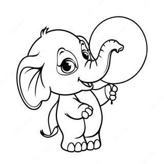 Page à colorier de bébé éléphant jouant avec des ballons | Page de coloriage Bébé Éléphant