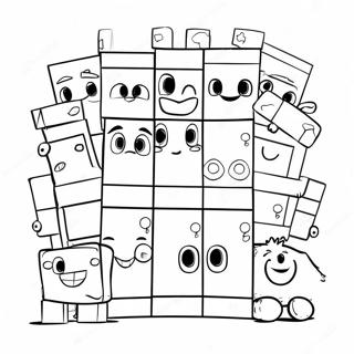 Page à colorier des Numberblocks colorés 100 amis | Page de coloriage Numberblocks 100