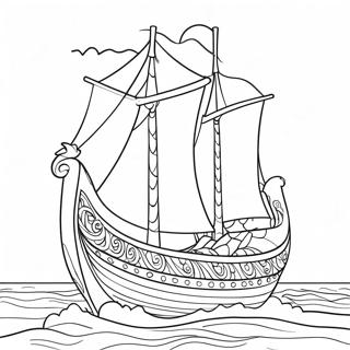 Page à colorier du bateau viking suédois | Page de coloriage Suède