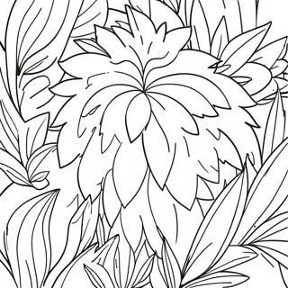 Page à colorier d'un buisson vert duveteux | Page de coloriage Buisson