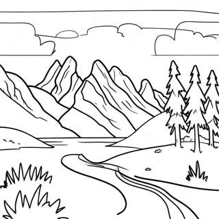 Page à colorier d'un beau paysage de l'Idaho | Page de coloriage Idaho
