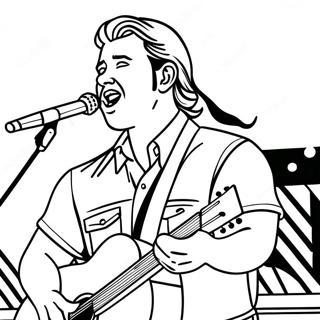 Page à colorier de Morgan Wallen chantant sur scène | Page de coloriage Morgan Wallen