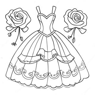 Page à colorier Robe de Quinceanera | Page de coloriage Quinceanera