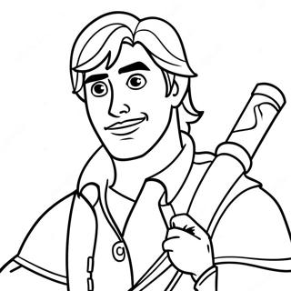 Page à colorier de l'aventure de Flynn Rider | Page de coloriage Flynn Rider