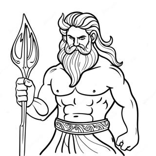 Page à colorier Poséidon avec Trident | Page de coloriage Poséidon