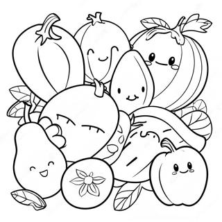 Page à colorier de fruits et légumes sains | Page de coloriage Nutrition