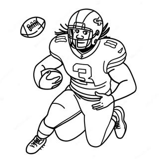 Page à colorier de Dalvin Cook courant avec un ballon de football | Page de coloriage Dalvin Cook