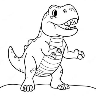 Page à colorier d'un T-Rex féroce rugissant | Page de coloriage Dinosaur Carnivore