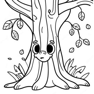 Page à colorier de tronc d'arbre fantaisiste | Page de coloriage Tronc d'arbre