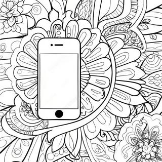 Page à colorier iPhone 14 avec un fond coloré | Page de coloriage iPhone 14