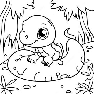 Page à colorier Boa Constrictor mignon dans la jungle | Page de coloriage Boa Constrictor