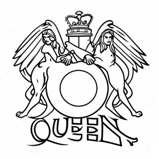 Page à colorier du logo du groupe Queen | Page de coloriage Groupe Queen