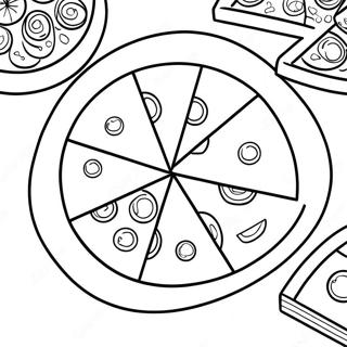 Page à colorier de tranche de pizza fraction colorée | Page de coloriage Fraction