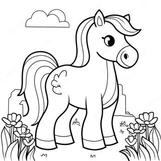 Page à colorier de cheval Minecraft mignon avec des fleurs | Page de coloriage Cheval Minecraft