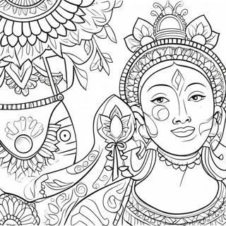 Page à colorier de célébration culturelle | Page de coloriage Diversité