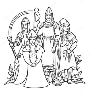 Page à colorier du royaume divisé médiéval | Page de coloriage Royaume Divisé