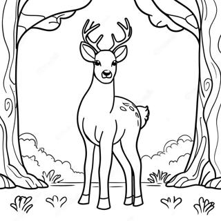 Page à colorier du majestueux cerf à queue blanche debout | Page de coloriage Cerf à queue blanche
