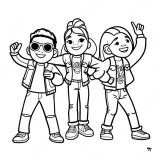 Page à colorier des chanteurs Kidz Bop dansant | Page de coloriage Kidz Bop
