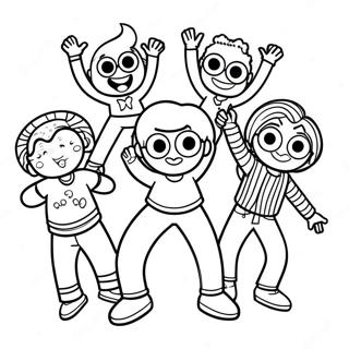 Page à colorier de la fête dansante des Doodlebops | Page de coloriage Doodlebops