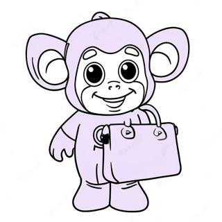 Page à colorier de Tinky Winky avec son sac violet | Page de coloriage Teletubbies
