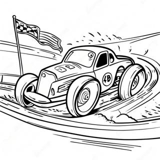 Page à colorier d'une scène de course sur terre excitante | Page de coloriage Course sur terre