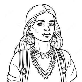 Page à colorier de fille VSCO avec des accessoires colorés | Page de coloriage Fille Vsco