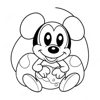 Page à colorier d'œuf de Pâques Mickey Mouse | Page de coloriage Pâques Disney
