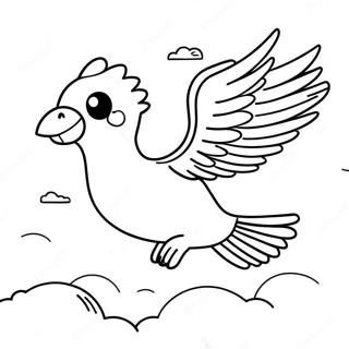 Coloriage d'Articuno volant dans le ciel | Page de coloriage Articuno