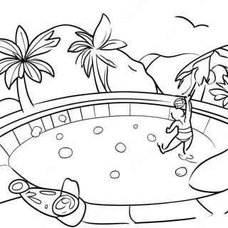 Page à colorier amusante à la piscine | Page de coloriage Piscine