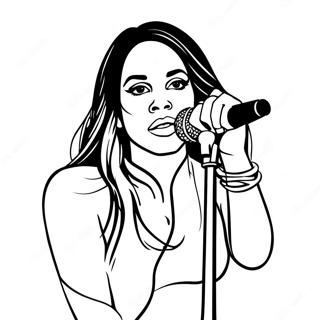 Page à colorier d'Aaliyah en performance sur scène | Page de coloriage Aaliyah