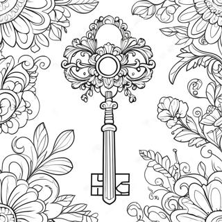 Page à colorier de clé vintage | Page de coloriage Clé