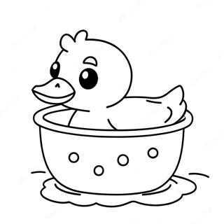 Page à colorier de canard en caoutchouc mignon dans la baignoire | Page de coloriage Baignoire