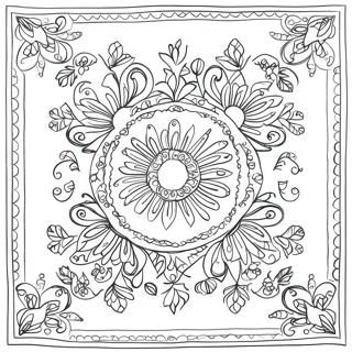Page à colorier design de bandana floral | Page de coloriage Bandana