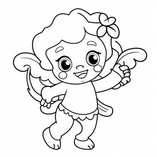 Page à colorier de Cupidon mignon avec un arc | Page de coloriage Saint-Valentin
