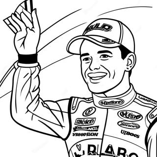 Page à colorier de Kyle Larson sur le podium | Page de coloriage Kyle Larson