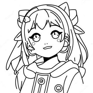 Page à colorier Fille anime esthétique | Page de coloriage Anime Esthétique