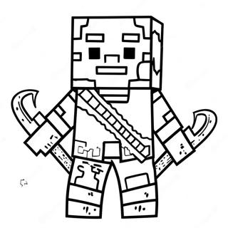 Page à colorier Gardien Minecraft effrayant | Page de coloriage Minecraft Gardien