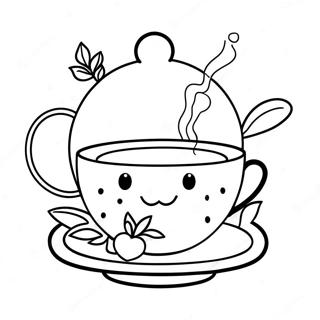 Page à colorier mignonne tasse de thé | Page de coloriage Thé