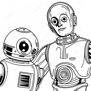 Page à colorier C3PO avec R2-D2 | Page de coloriage C3PO