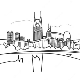 Page à colorier du skyline de Nashville | Page de coloriage Nashville