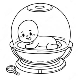 Page à colorier d'un mignon bébé de la NICU dans un incubateur | Page de coloriage USIN