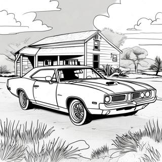 Page à colorier de la voiture classique General Lee | Page de coloriage Général Lee