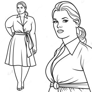 Page à colorier d'un modèle de mode grande taille | Page de coloriage Grande Taille