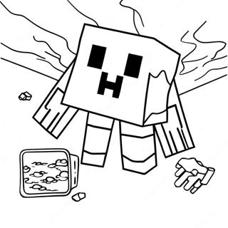 Page à colorier de Ghast de Minecraft flottant dans le ciel | Page de coloriage Minecraft Ghast