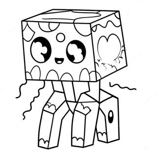 Page à colorier de Ghast mignon de Minecraft avec de grands yeux | Page de coloriage Minecraft Ghast