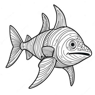 Page à colorier d'Hélicoprion féroce nageant | Page de coloriage Hélicoprion