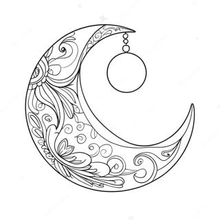 Page à colorier de lune croissante rêveuse | Page de coloriage Lune Boho