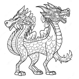 Page à colorier Dragon Loup | Page de coloriage Dragon Loup